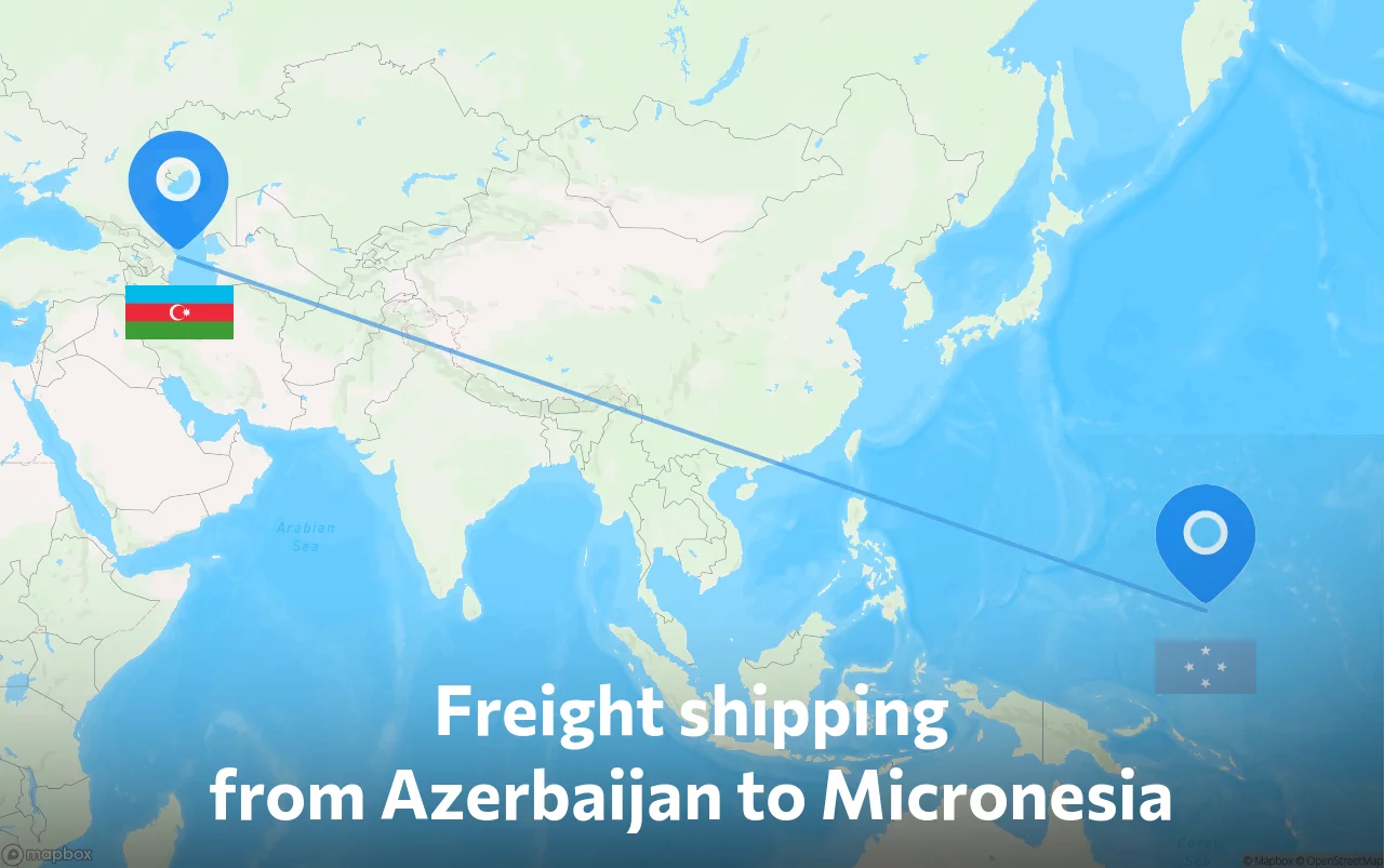 Shipping route from Azerbaijan to Micronesia