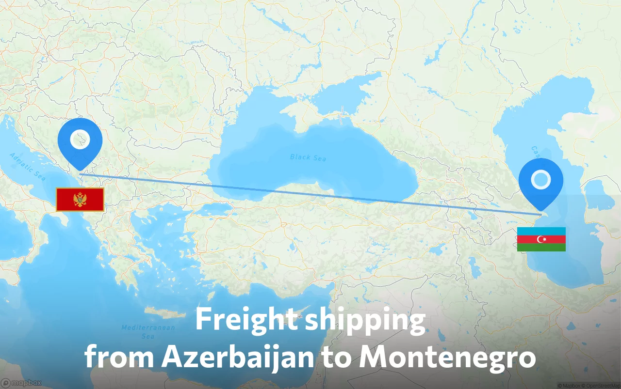 Shipping route from Azerbaijan to Montenegro