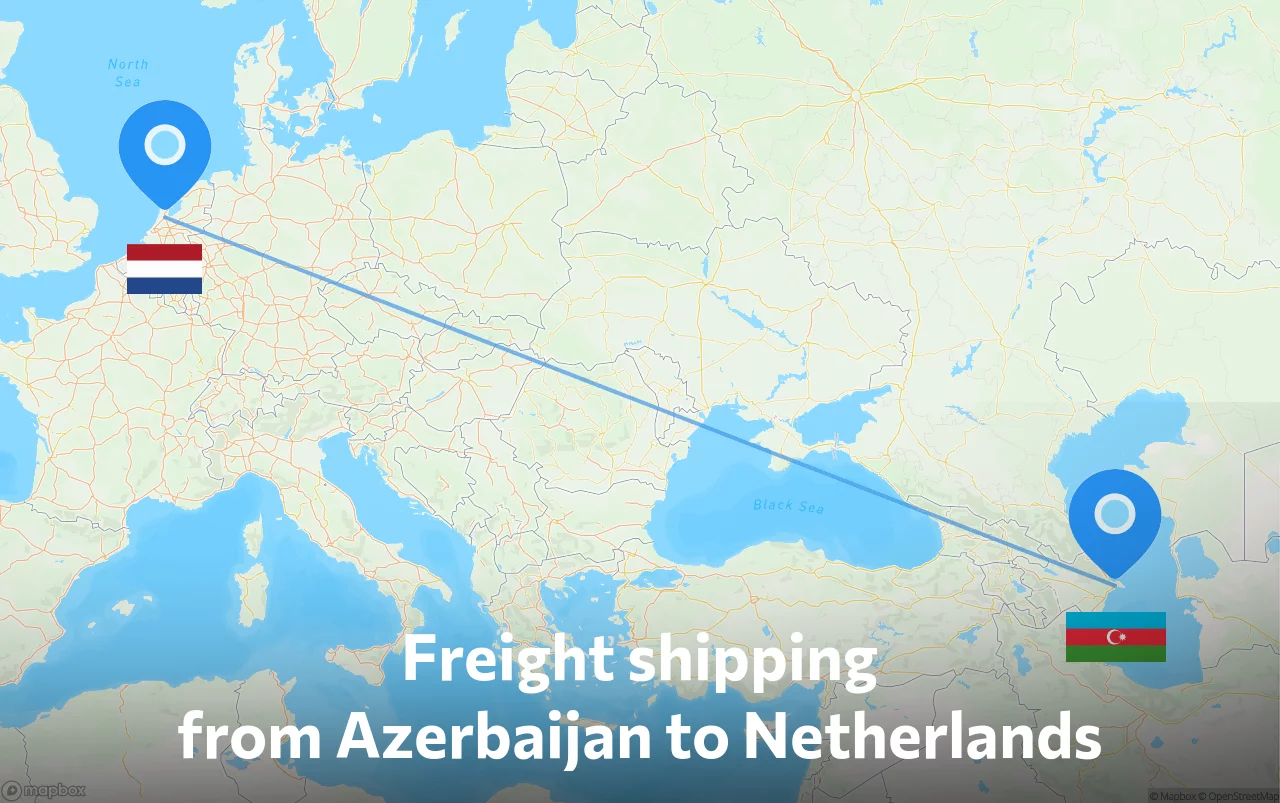 Shipping route from Azerbaijan to Netherlands