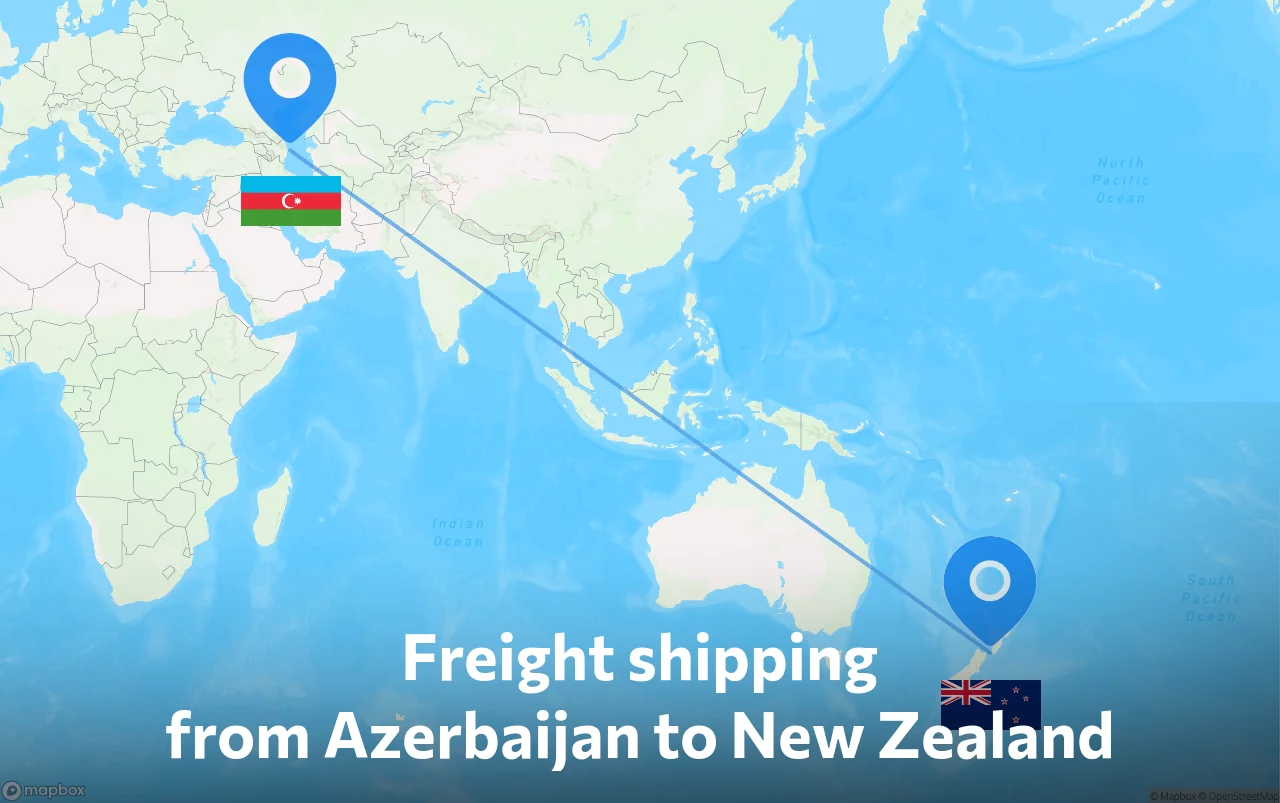 Shipping route from Azerbaijan to New Zealand