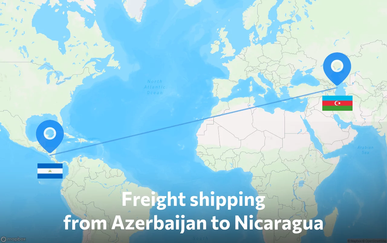 Shipping route from Azerbaijan to Nicaragua