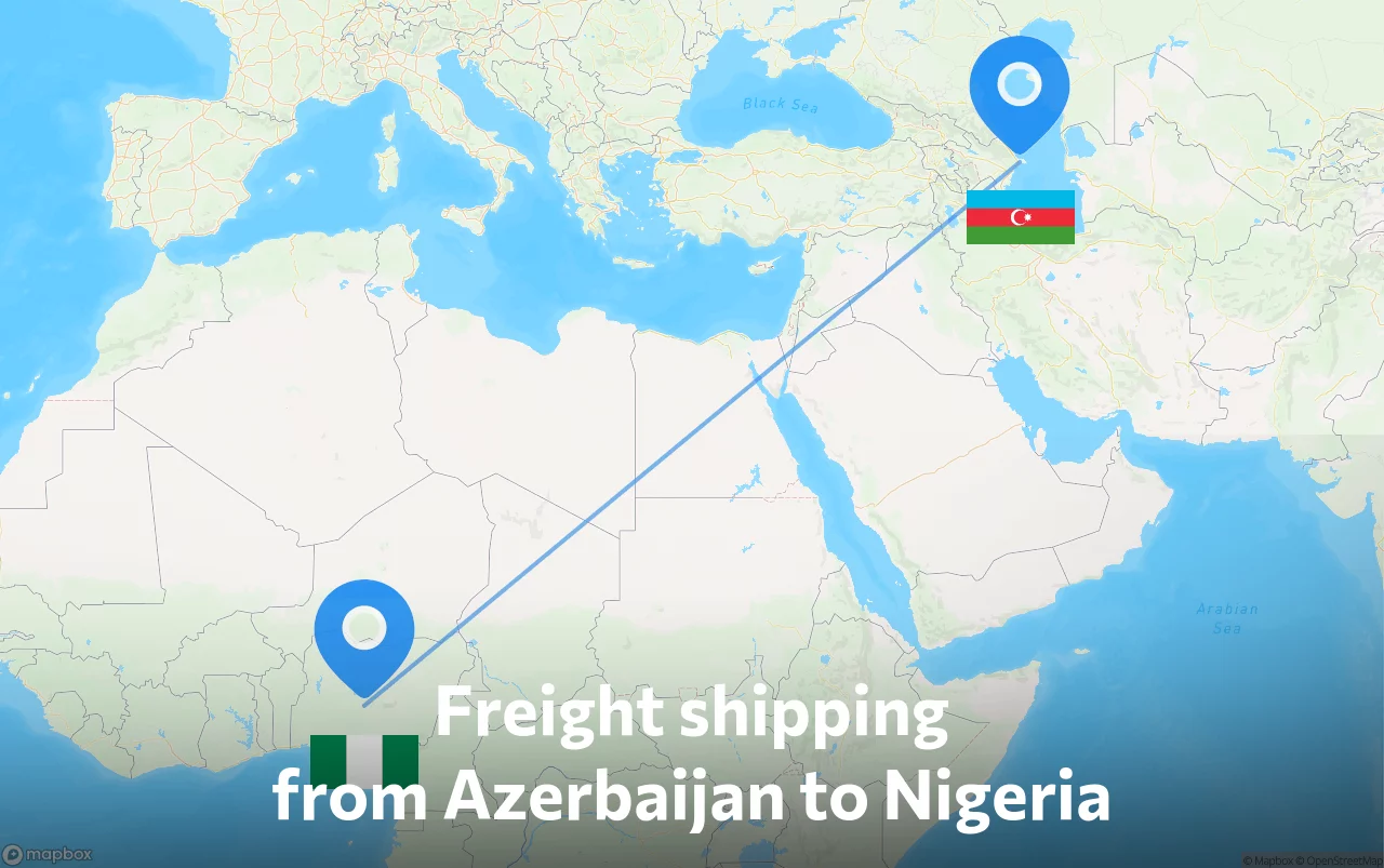 Shipping route from Azerbaijan to Nigeria