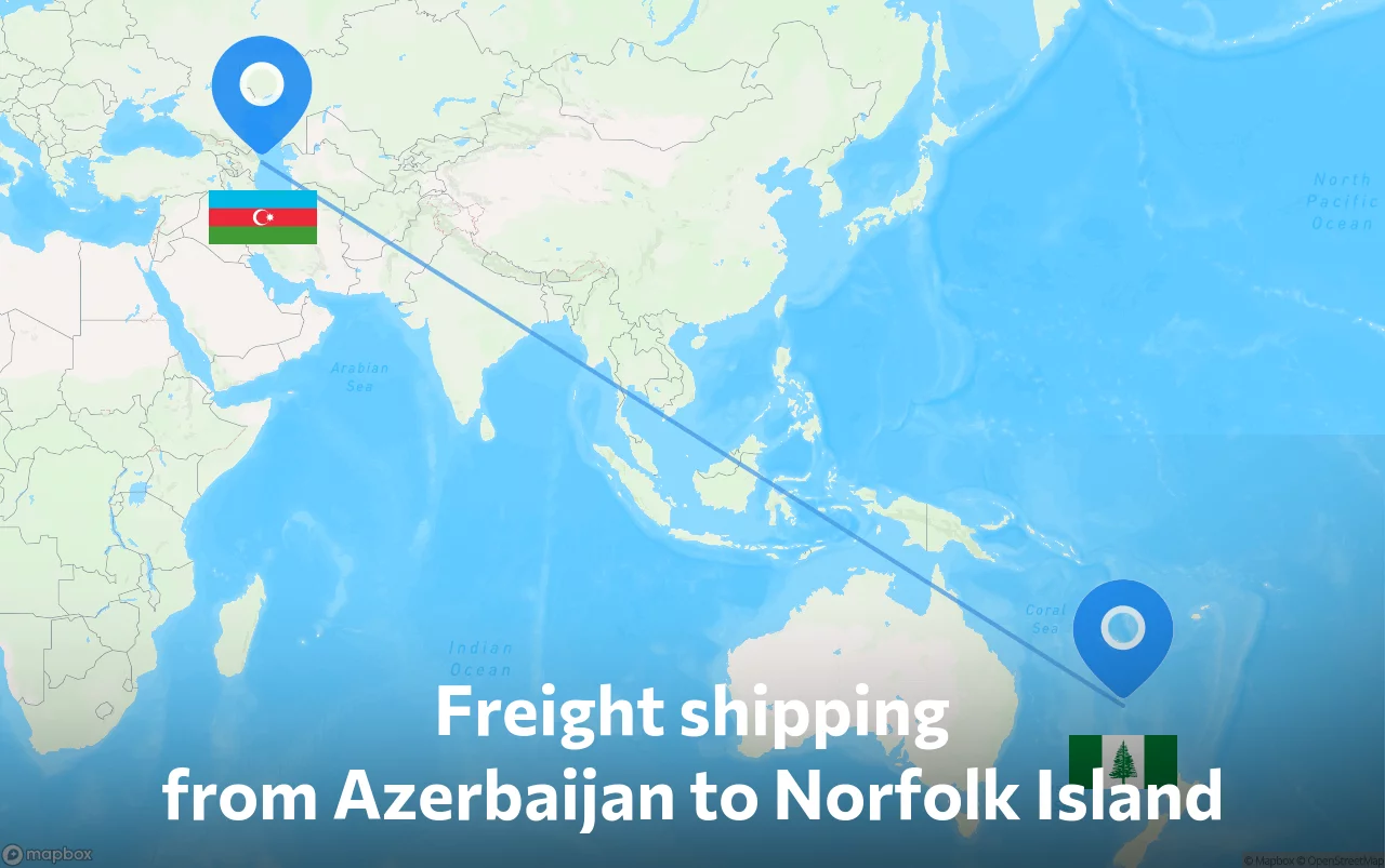 Shipping route from Azerbaijan to Norfolk Island