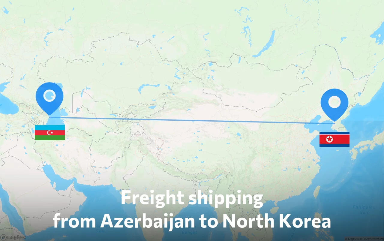 Shipping route from Azerbaijan to North Korea