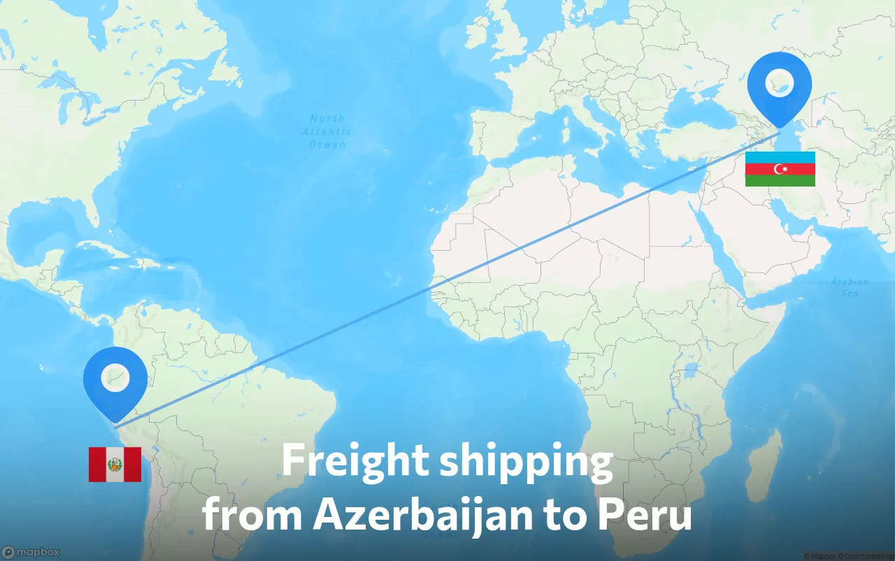 Shipping route from Azerbaijan to Peru