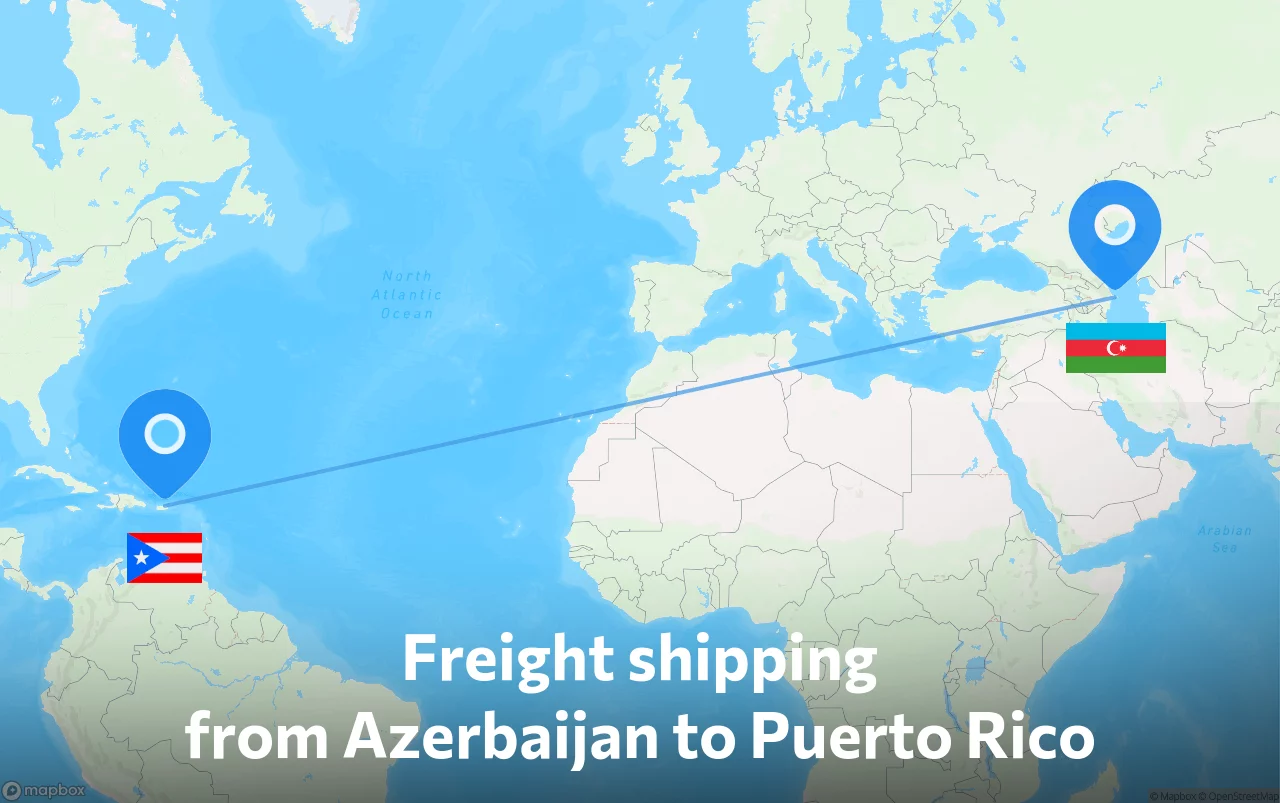 Shipping route from Azerbaijan to Puerto Rico