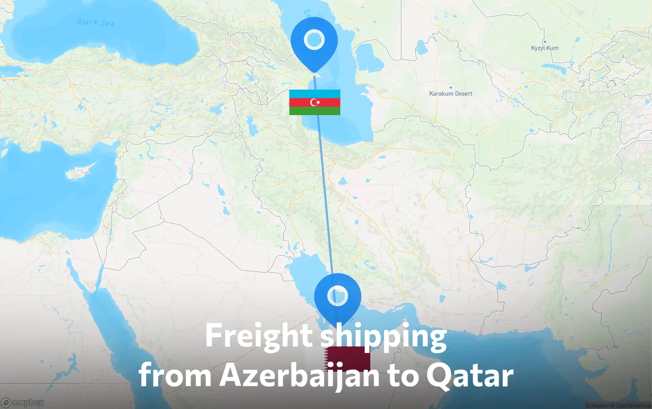 Shipping route from Azerbaijan to Qatar