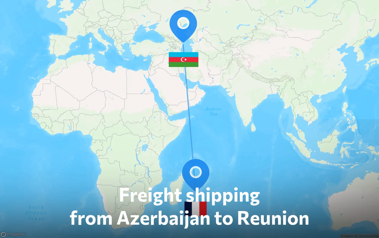 Shipping route from Azerbaijan to Reunion