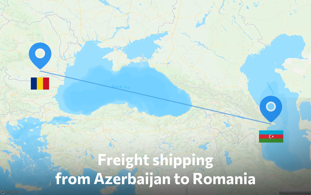 Shipping route from Azerbaijan to Romania