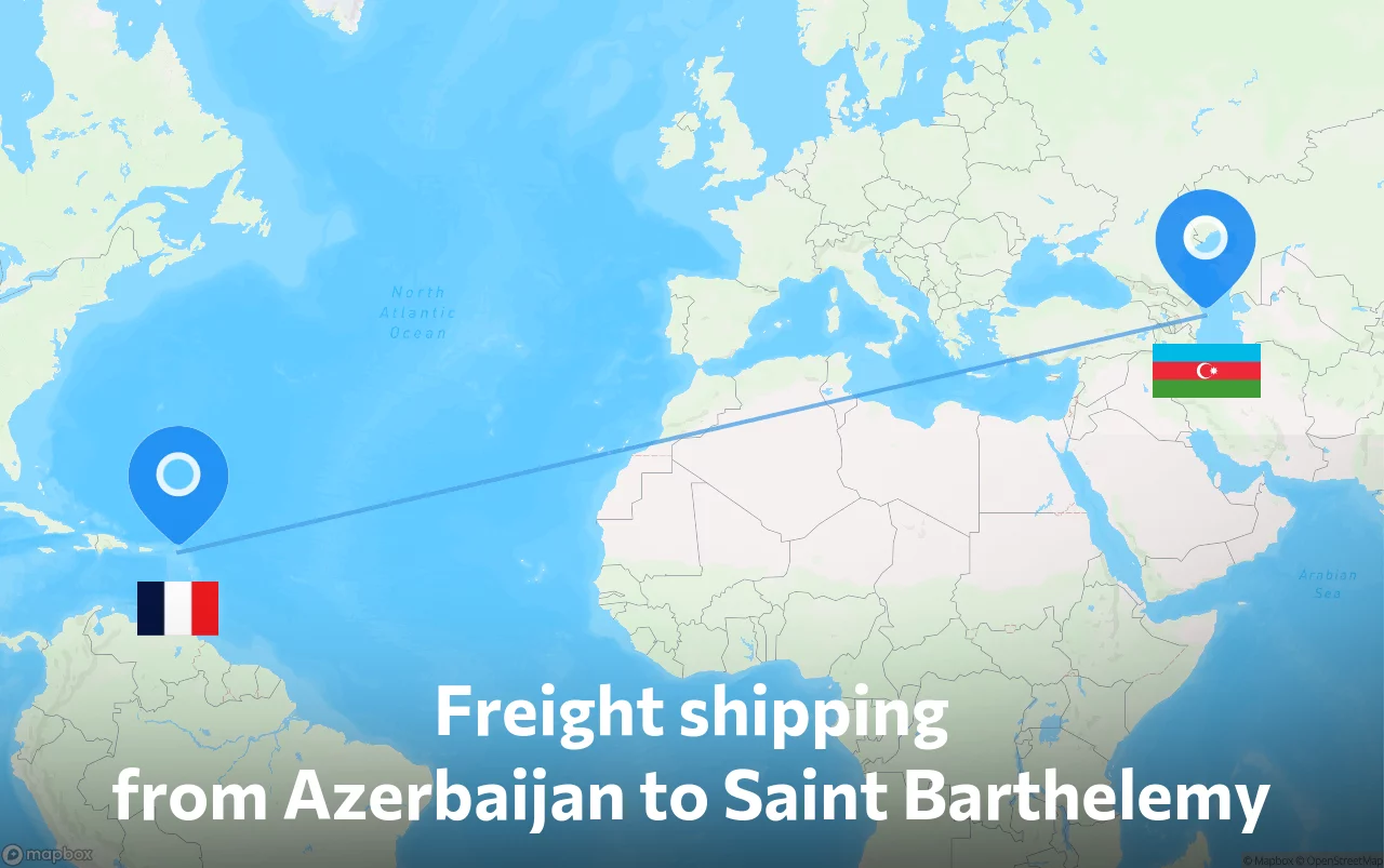 Shipping route from Azerbaijan to Saint Barthelemy