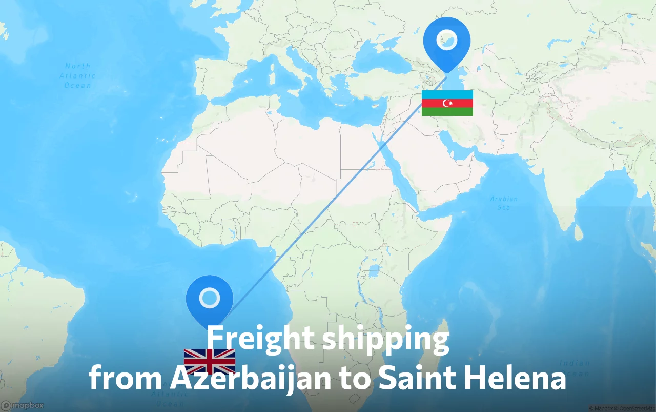 Shipping route from Azerbaijan to Saint Helena