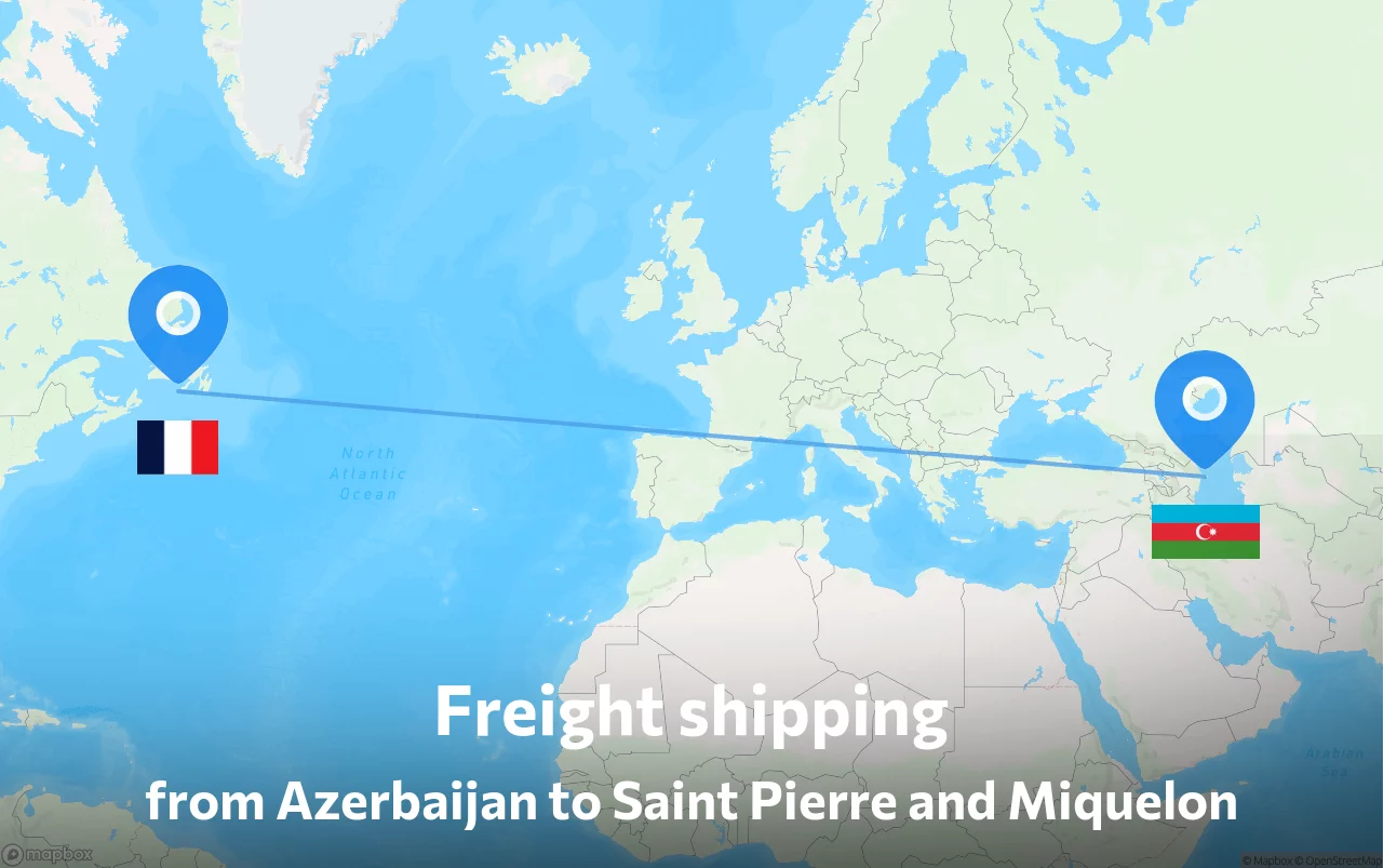 Shipping route from Azerbaijan to Saint Pierre and Miquelon