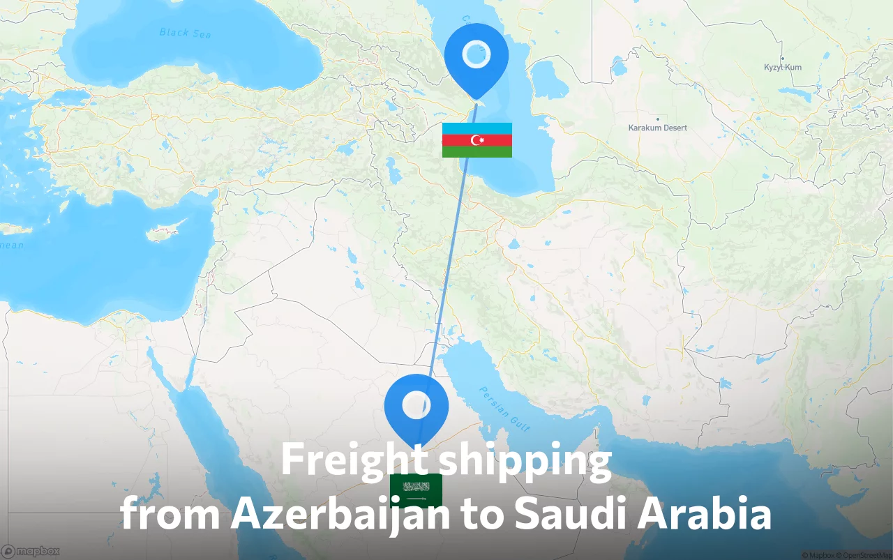 Shipping route from Azerbaijan to Saudi Arabia