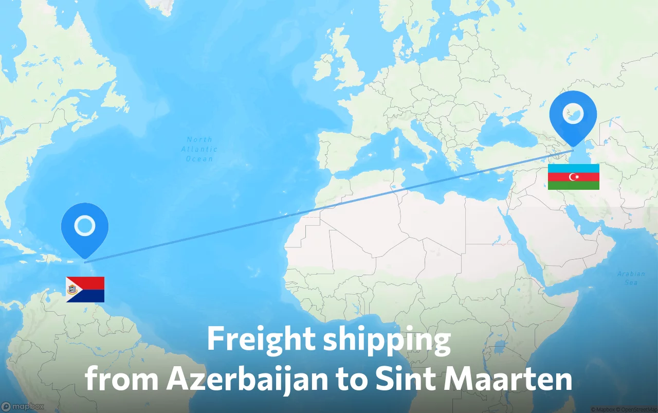 Shipping route from Azerbaijan to Sint Maarten