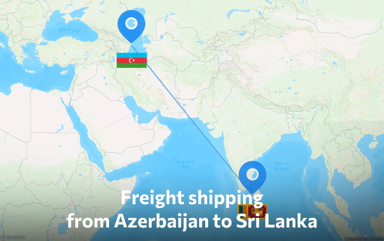 Shipping route from Azerbaijan to Sri Lanka