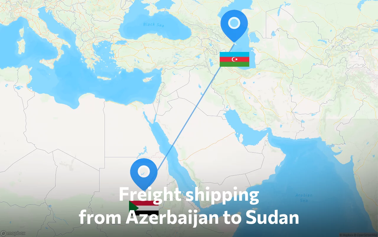 Shipping route from Azerbaijan to Sudan