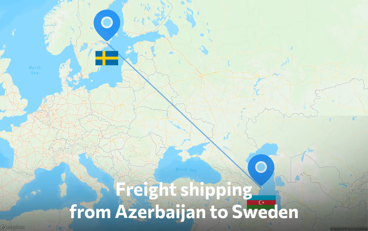 Shipping route from Azerbaijan to Sweden