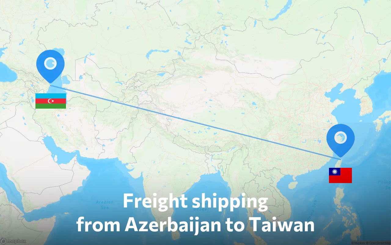 Shipping route from Azerbaijan to Taiwan