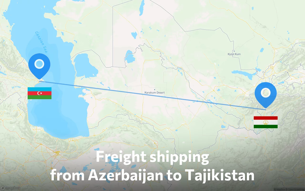 Shipping route from Azerbaijan to Tajikistan