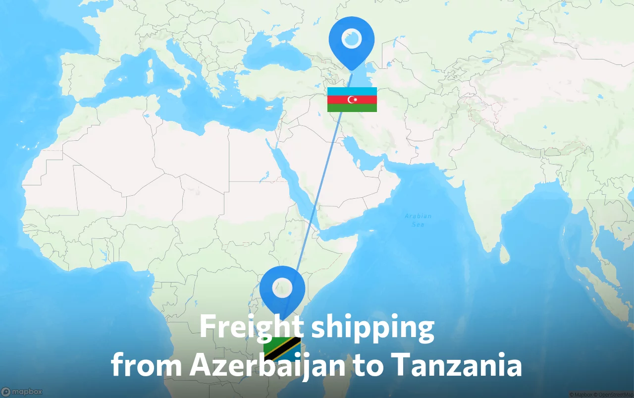 Shipping route from Azerbaijan to Tanzania