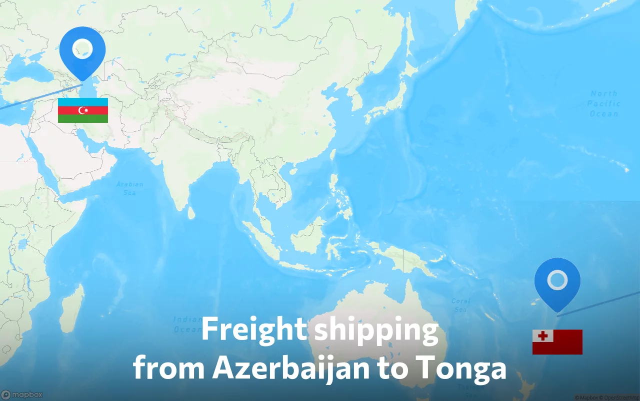Shipping route from Azerbaijan to Tonga