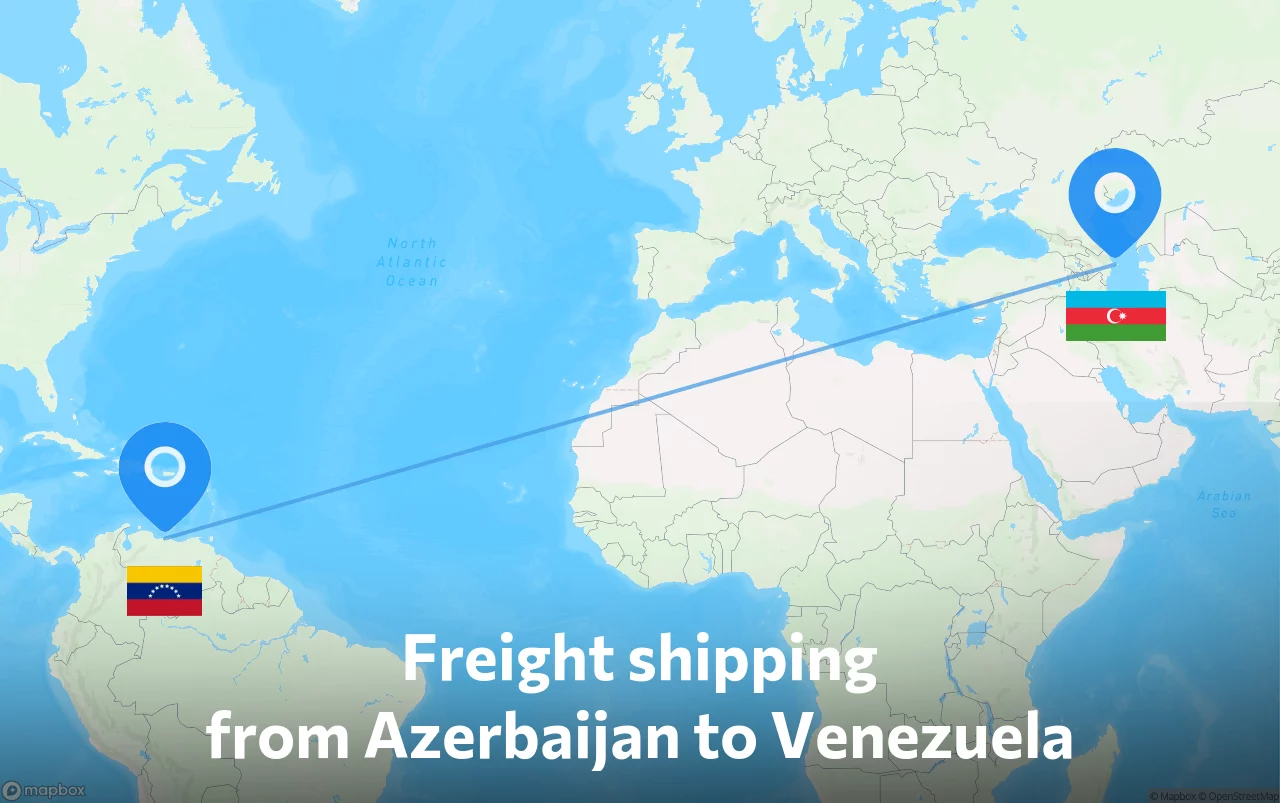 Shipping route from Azerbaijan to Venezuela
