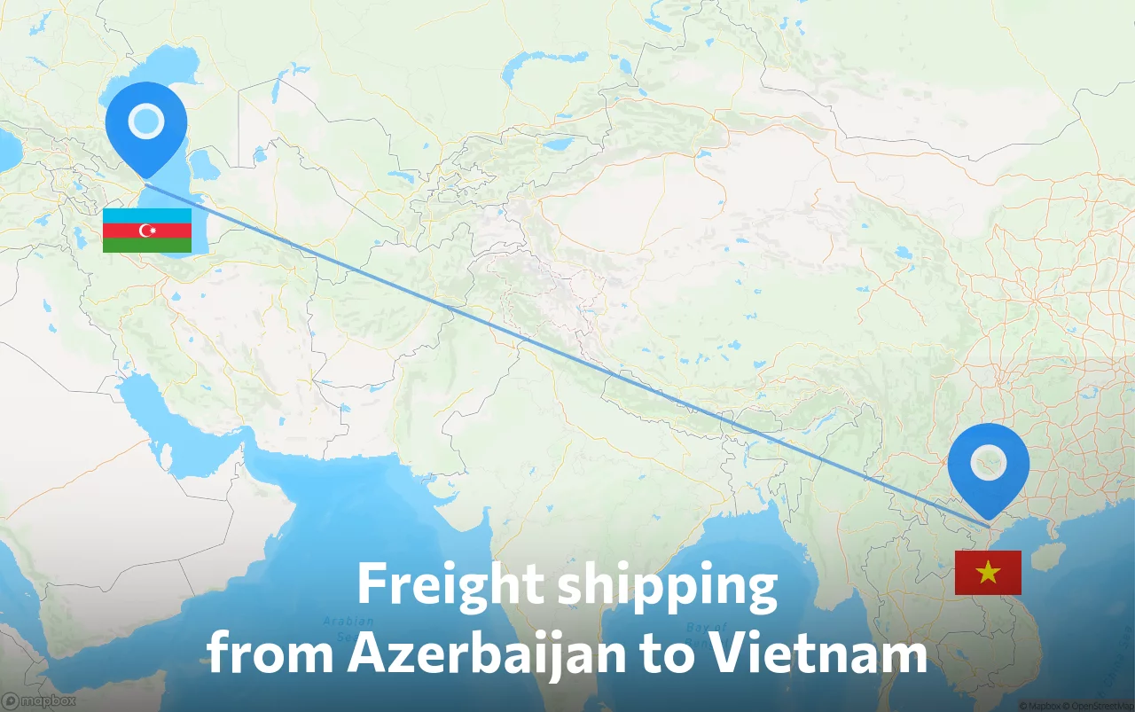 Shipping route from Azerbaijan to Vietnam