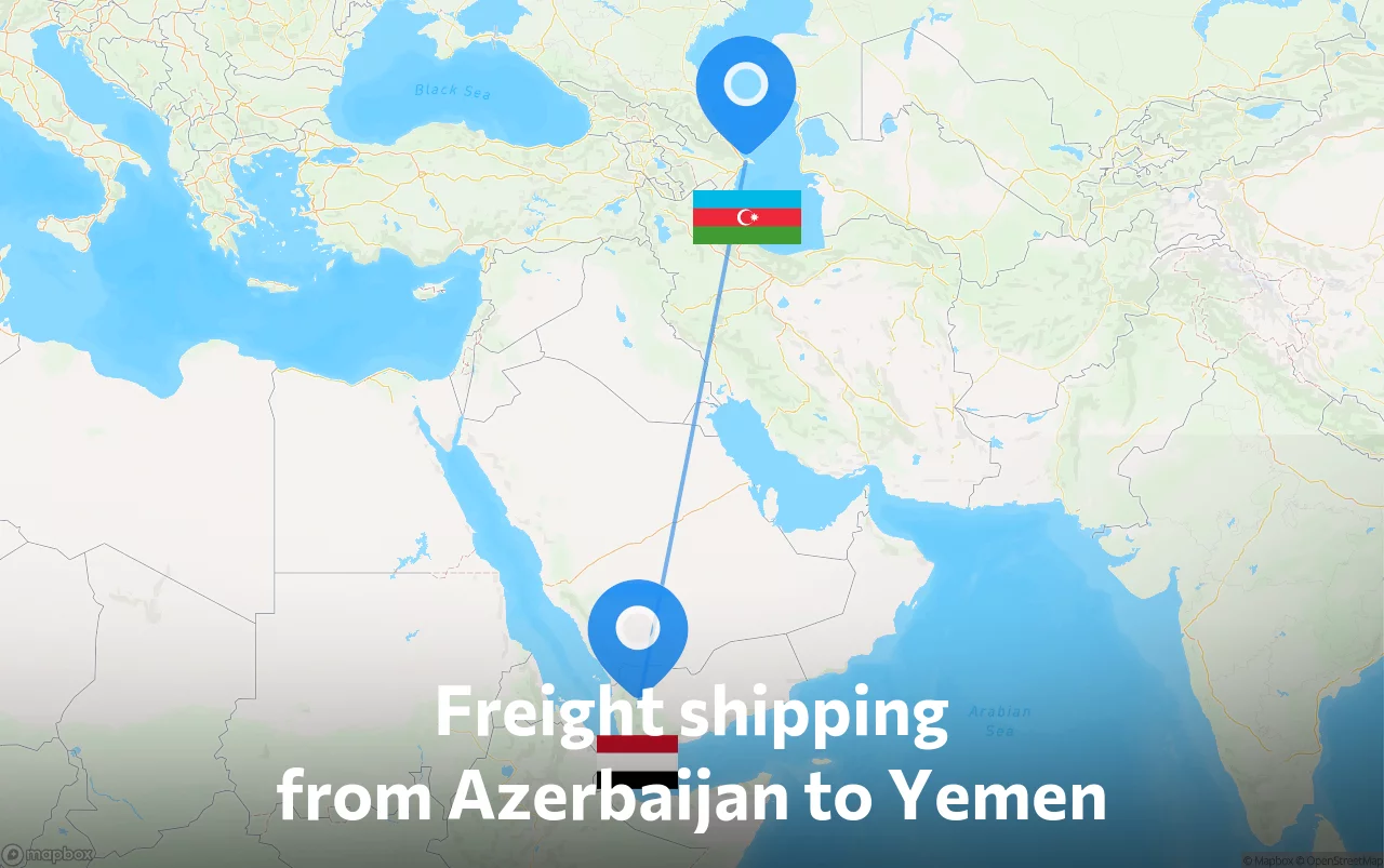 Shipping route from Azerbaijan to Yemen