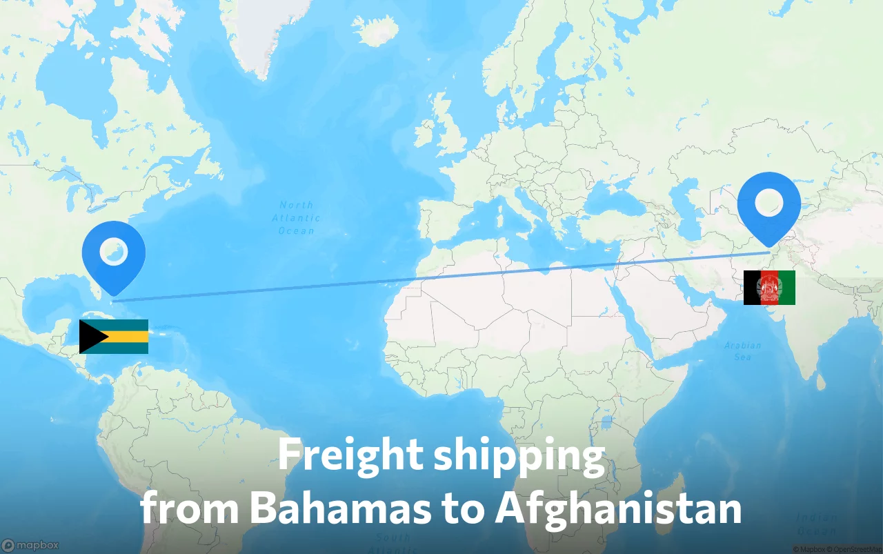 Shipping route from Bahamas to Afghanistan