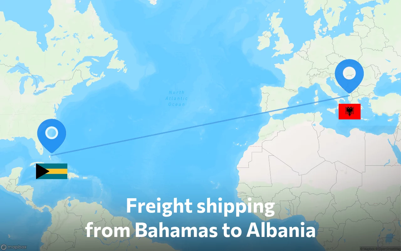 Shipping route from Bahamas to Albania
