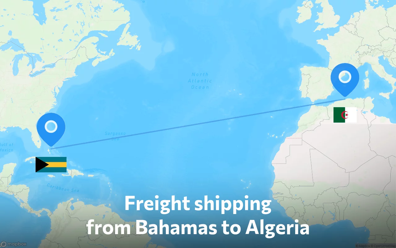 Shipping route from Bahamas to Algeria