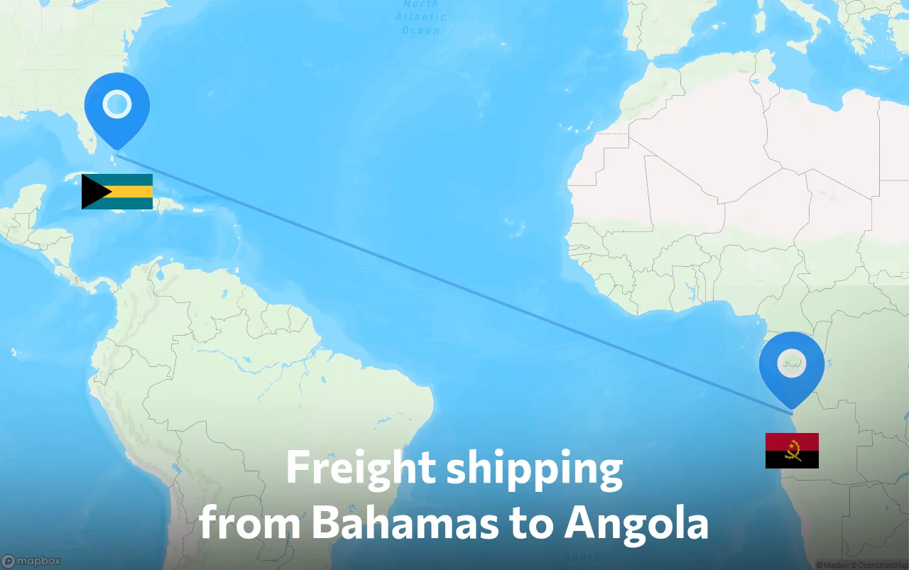 Shipping route from Bahamas to Angola