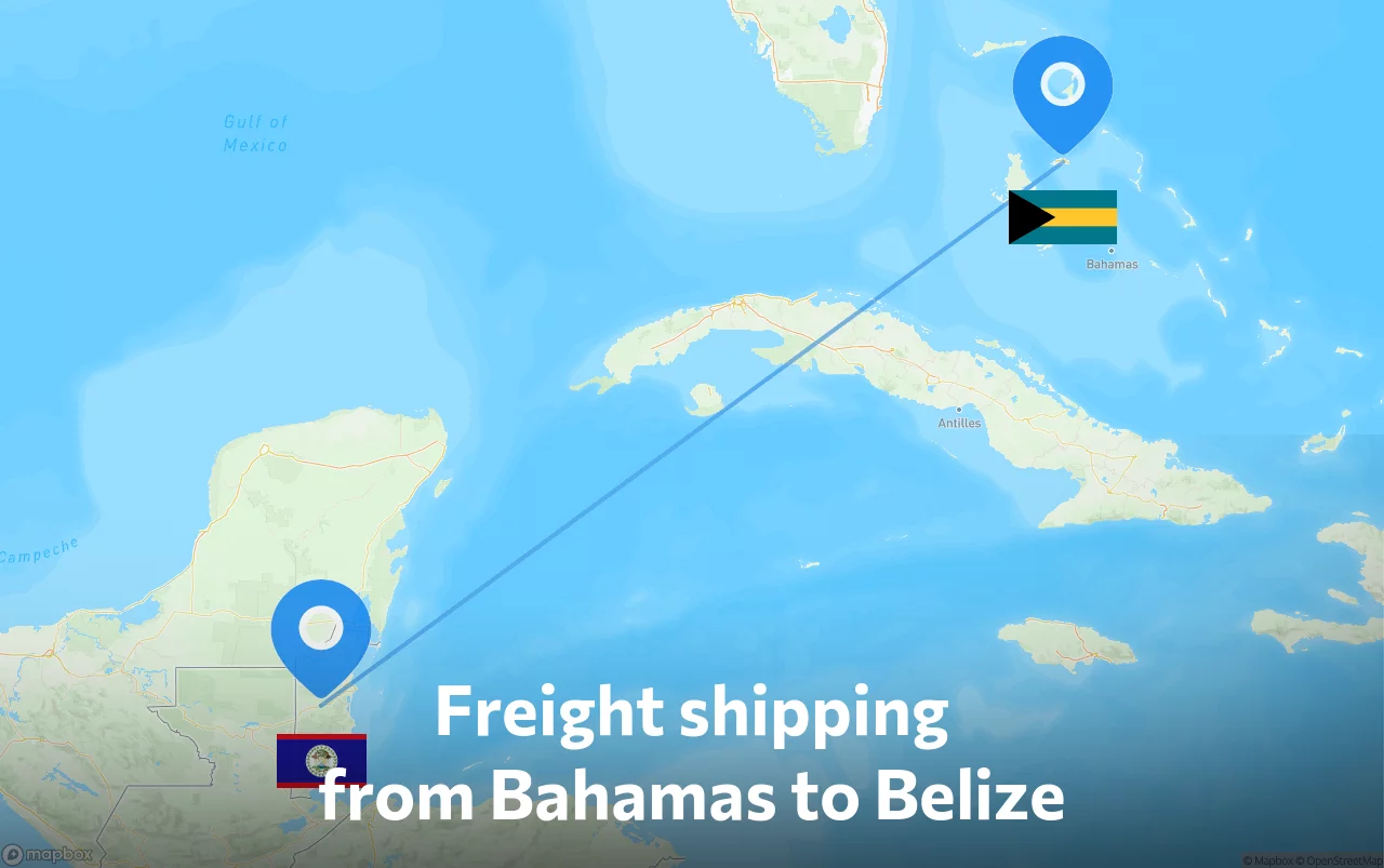 Shipping route from Bahamas to Belize