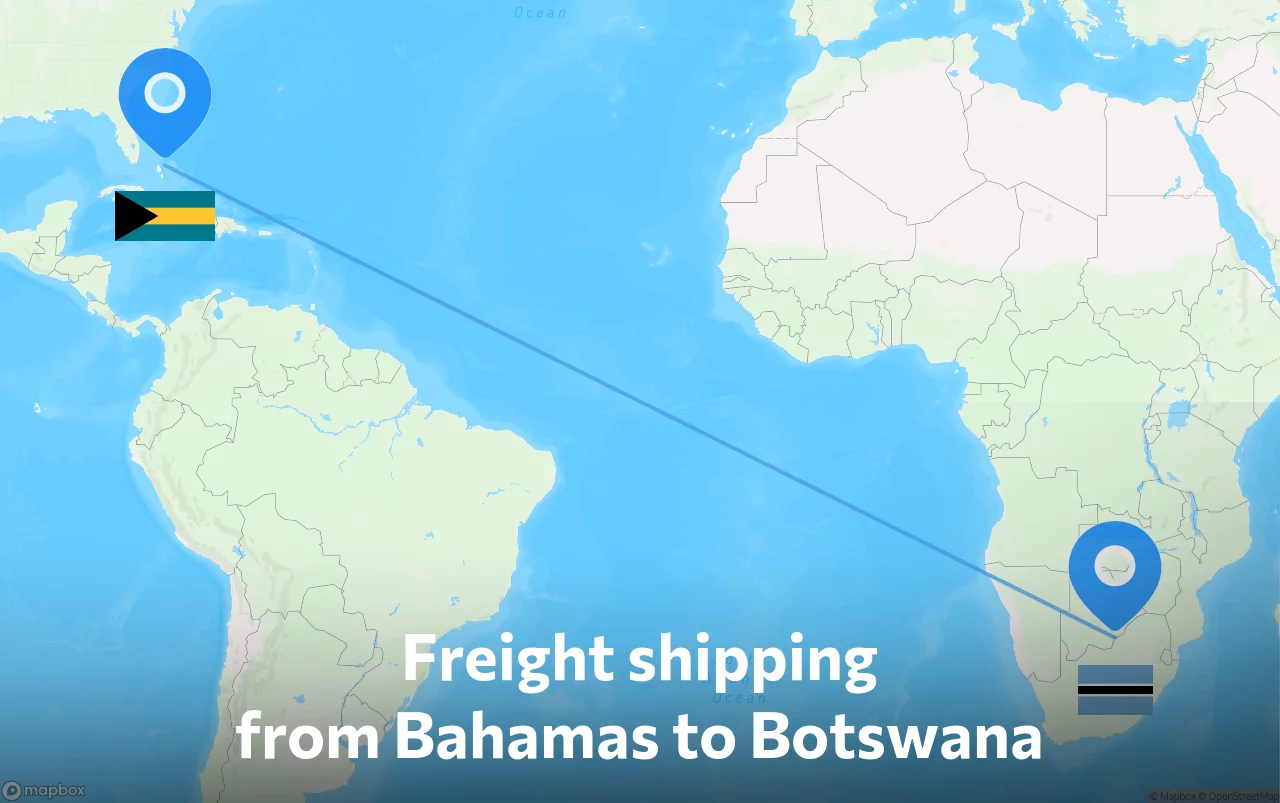 Shipping route from Bahamas to Botswana