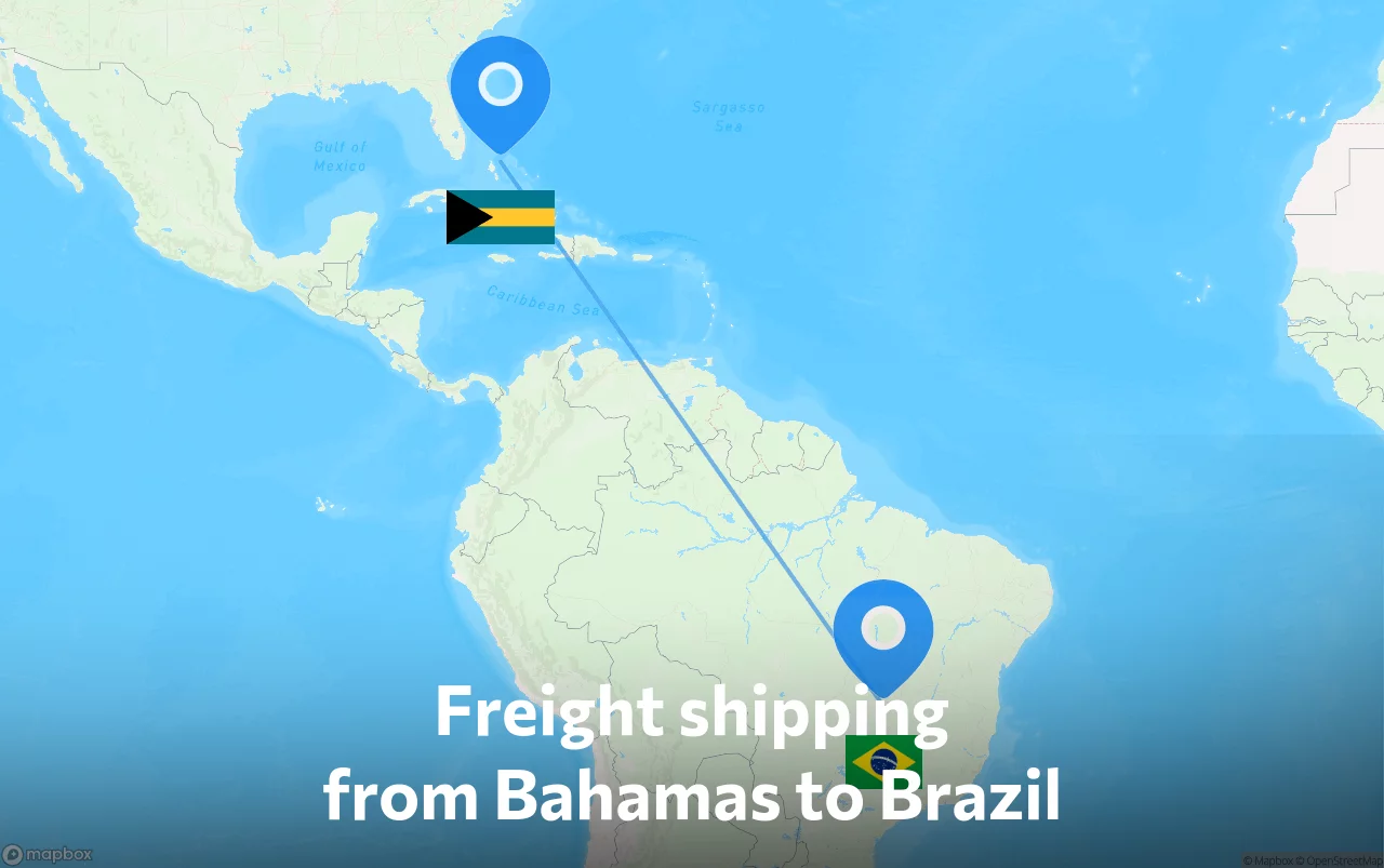 Shipping route from Bahamas to Brazil