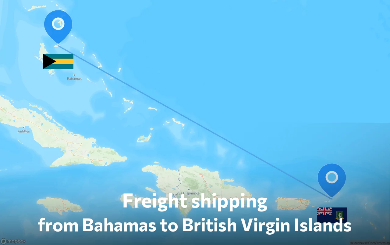 Shipping route from Bahamas to British Virgin Islands