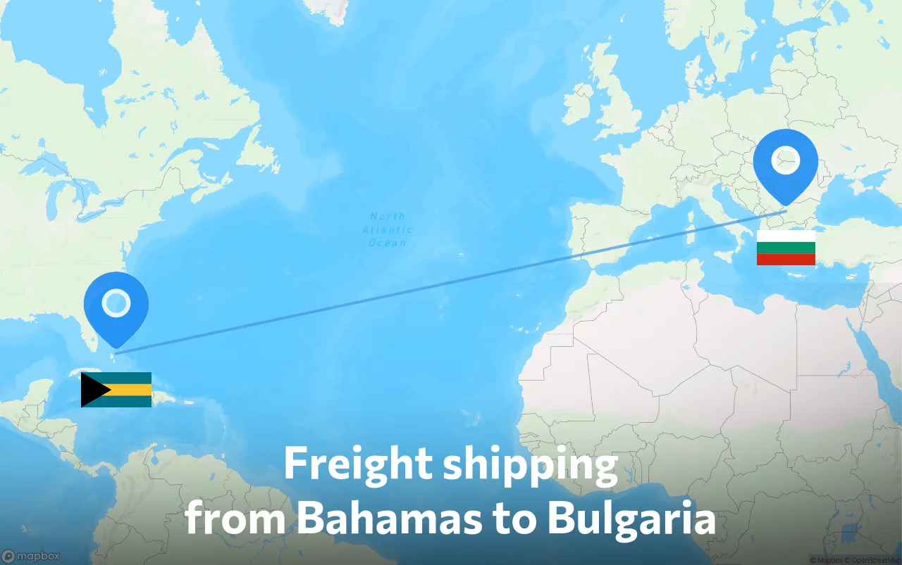 Shipping route from Bahamas to Bulgaria