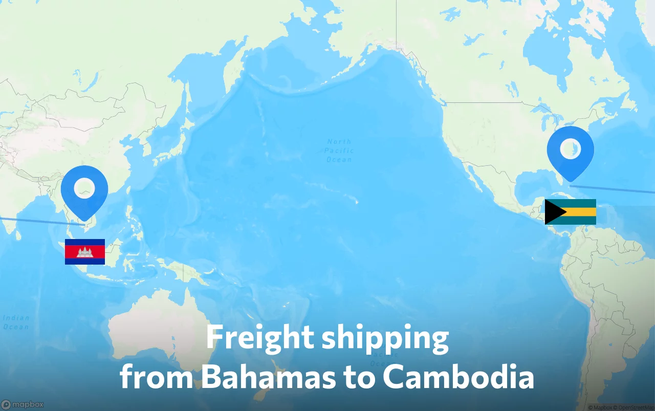Shipping route from Bahamas to Cambodia