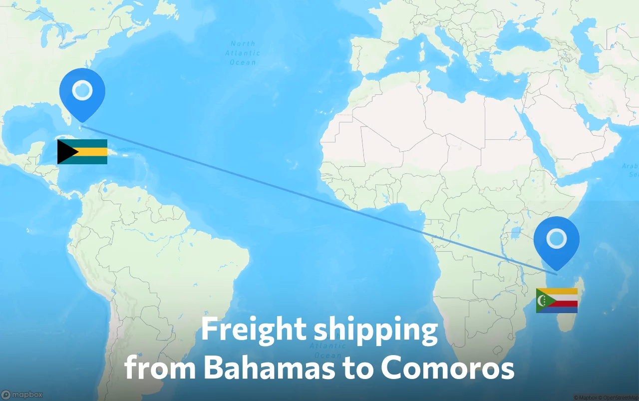 Shipping route from Bahamas to Comoros
