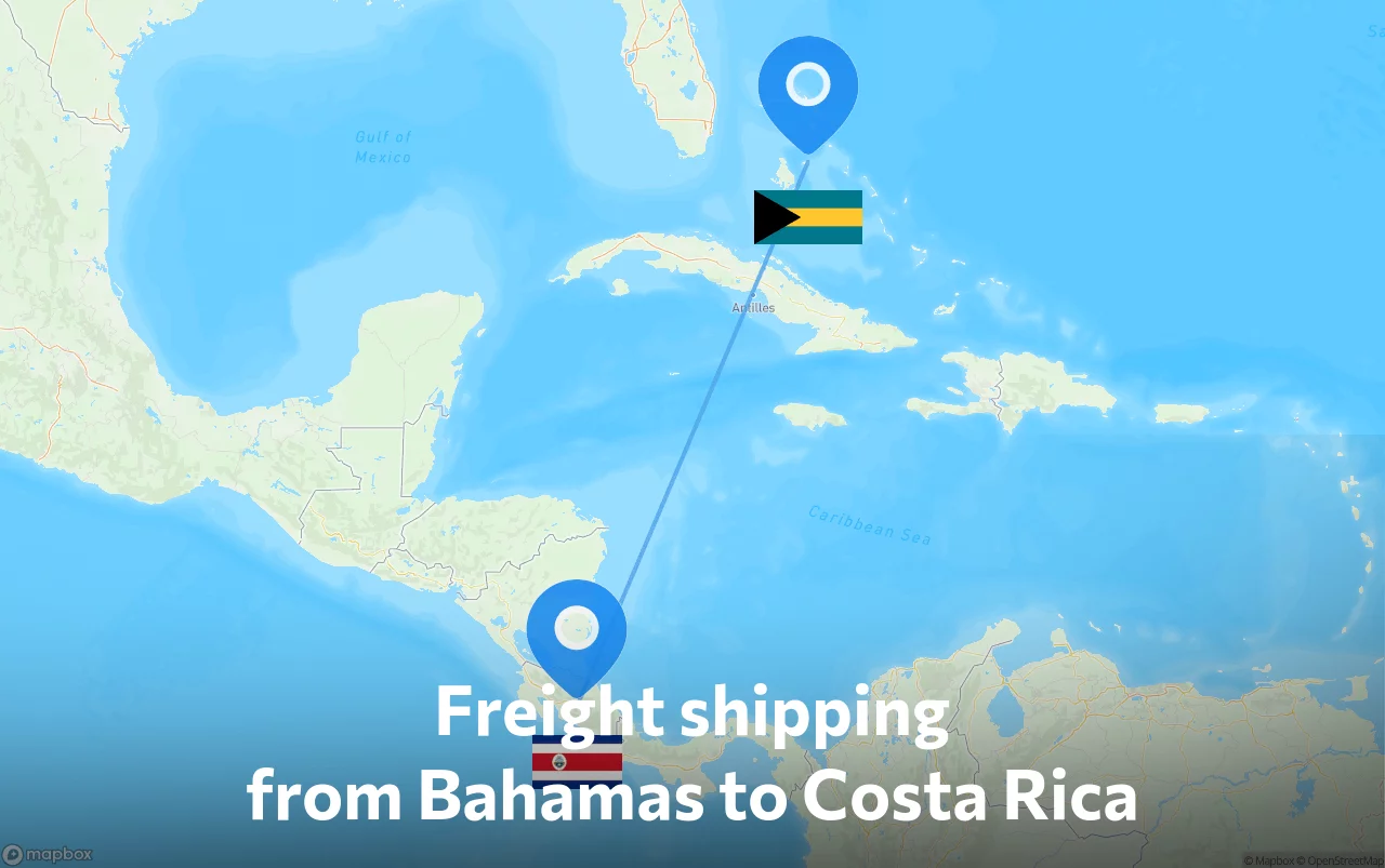 Shipping route from Bahamas to Costa Rica