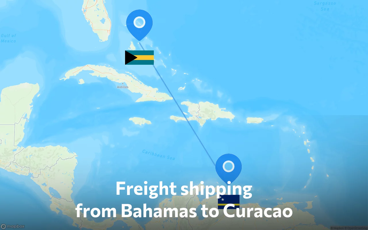 Shipping route from Bahamas to Curacao