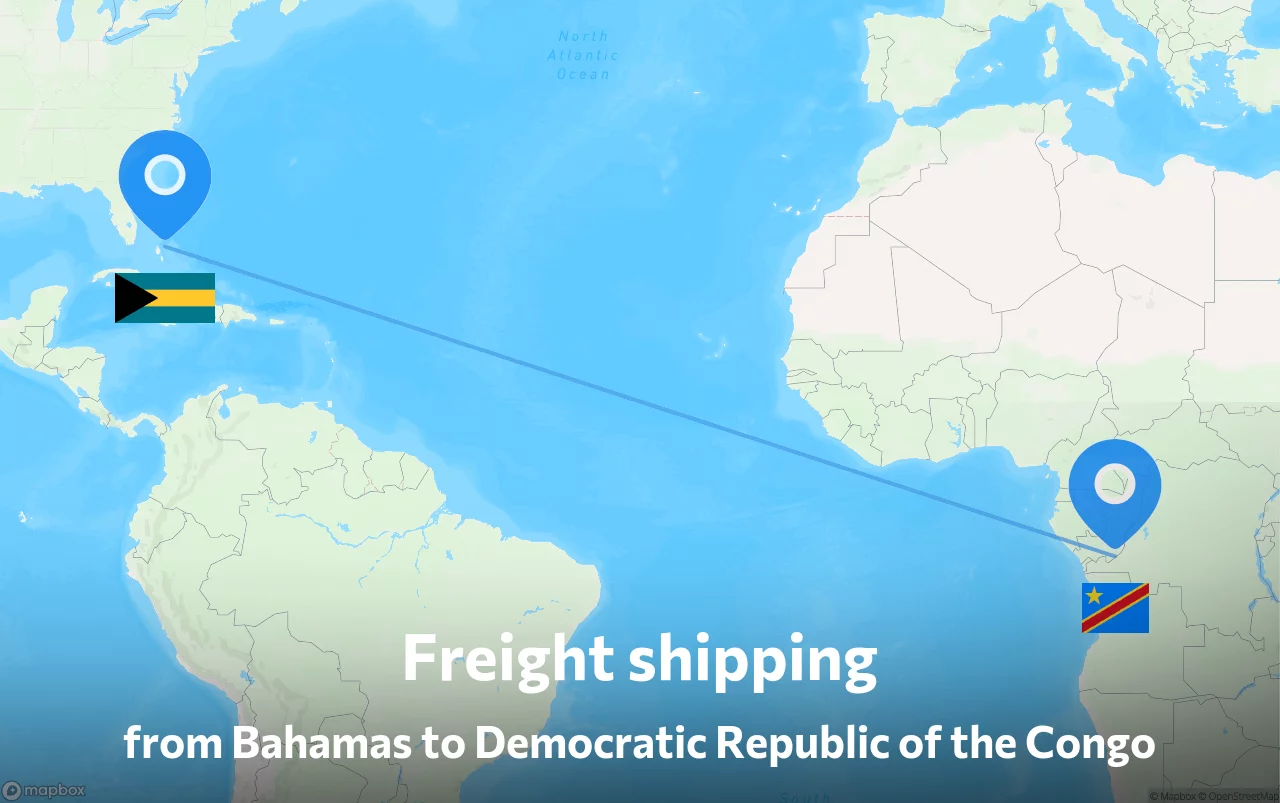 Shipping route from Bahamas to Democratic Republic of the Congo