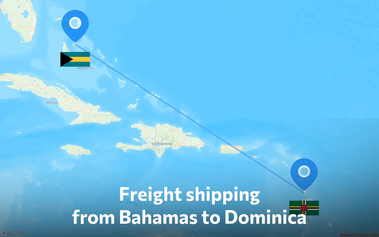 Shipping route from Bahamas to Dominica