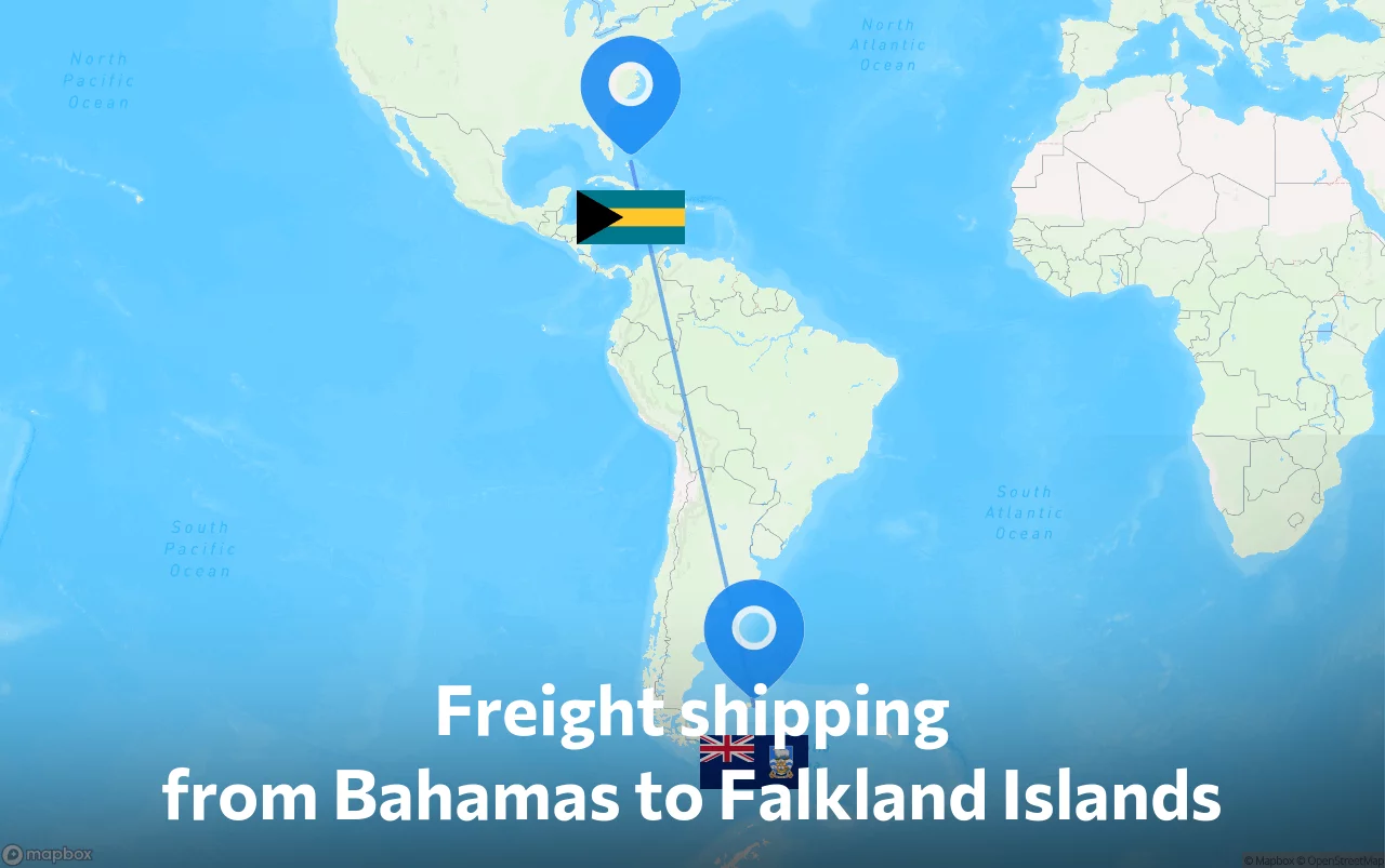 Shipping route from Bahamas to Falkland Islands