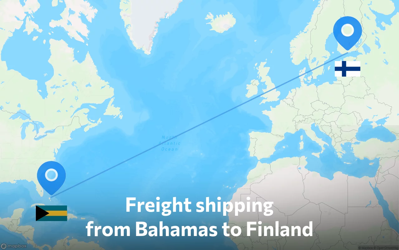 Shipping route from Bahamas to Finland