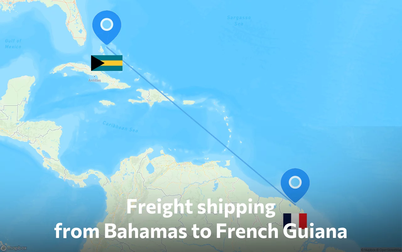 Shipping route from Bahamas to French Guiana