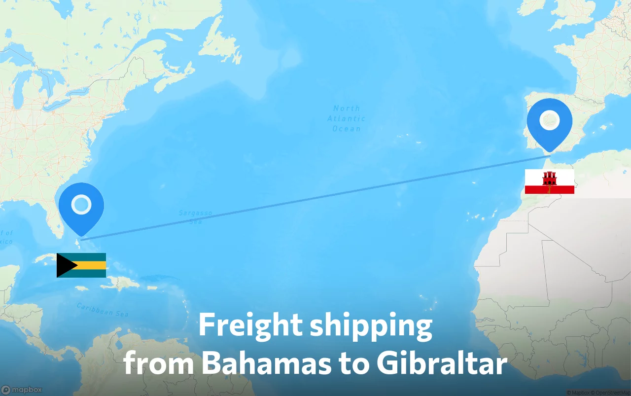 Shipping route from Bahamas to Gibraltar