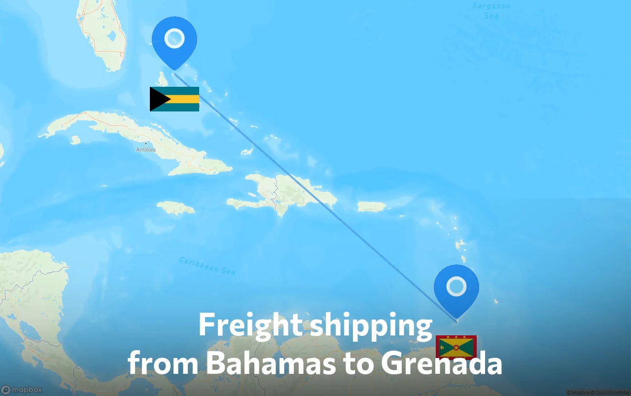 Shipping route from Bahamas to Grenada