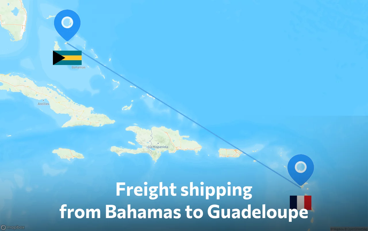 Shipping route from Bahamas to Guadeloupe