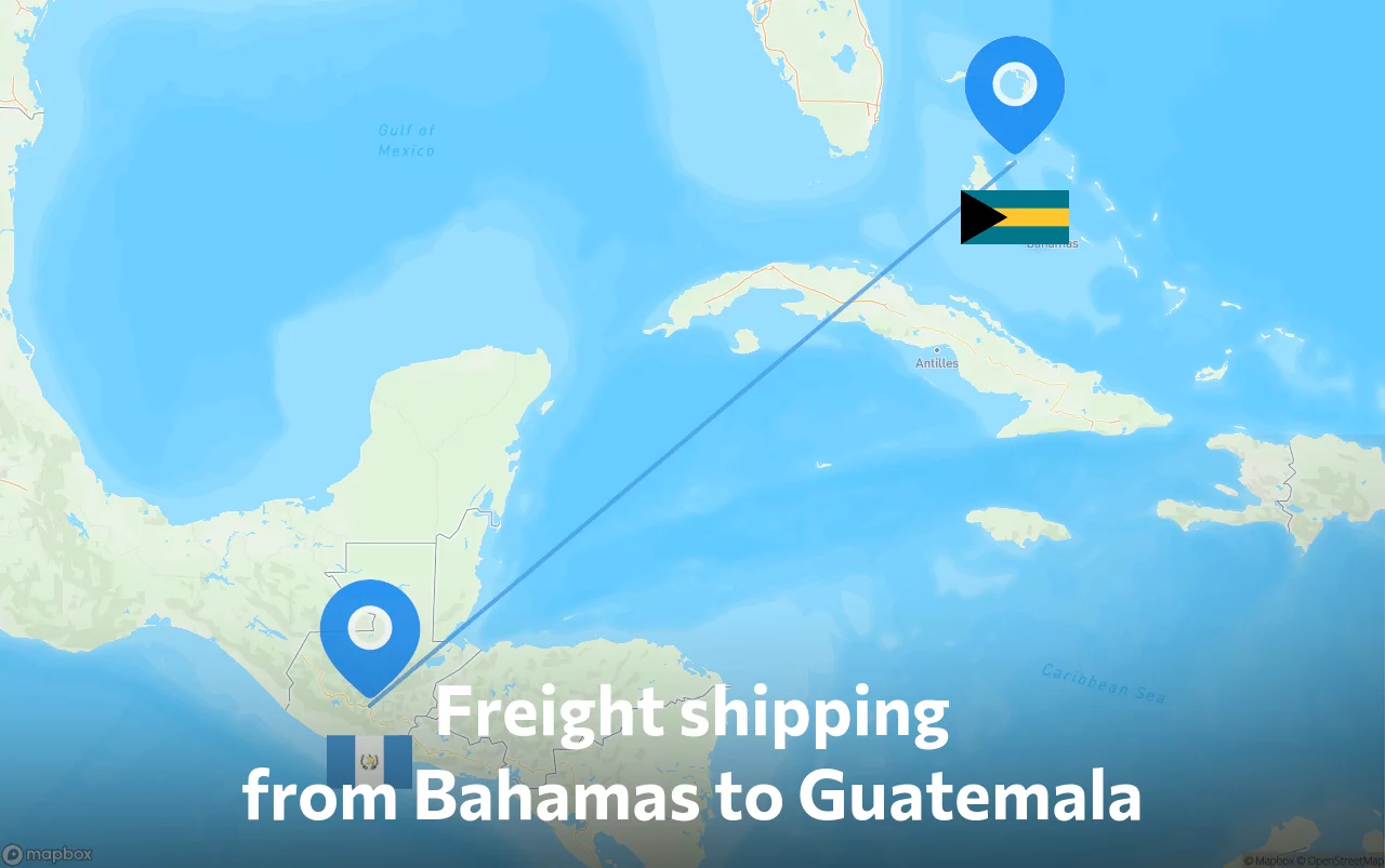 Shipping route from Bahamas to Guatemala